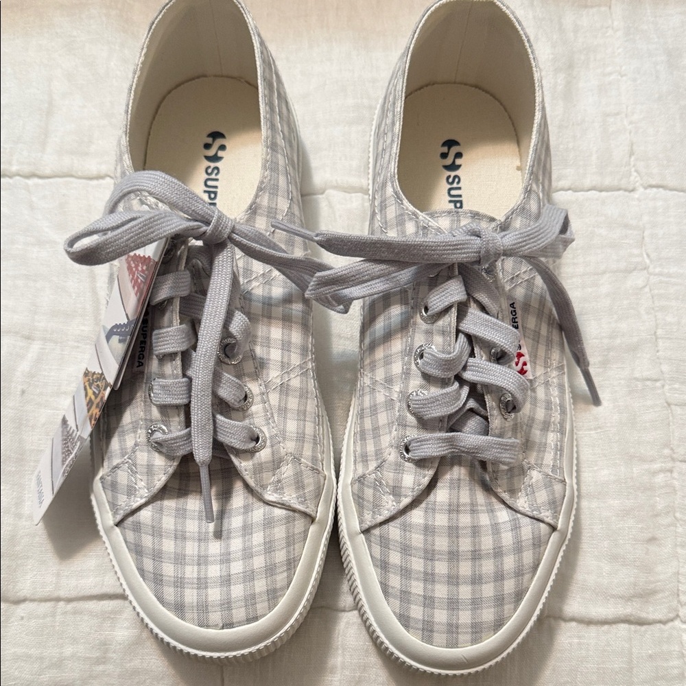 Superga Women's Gray Checkered Sneakers